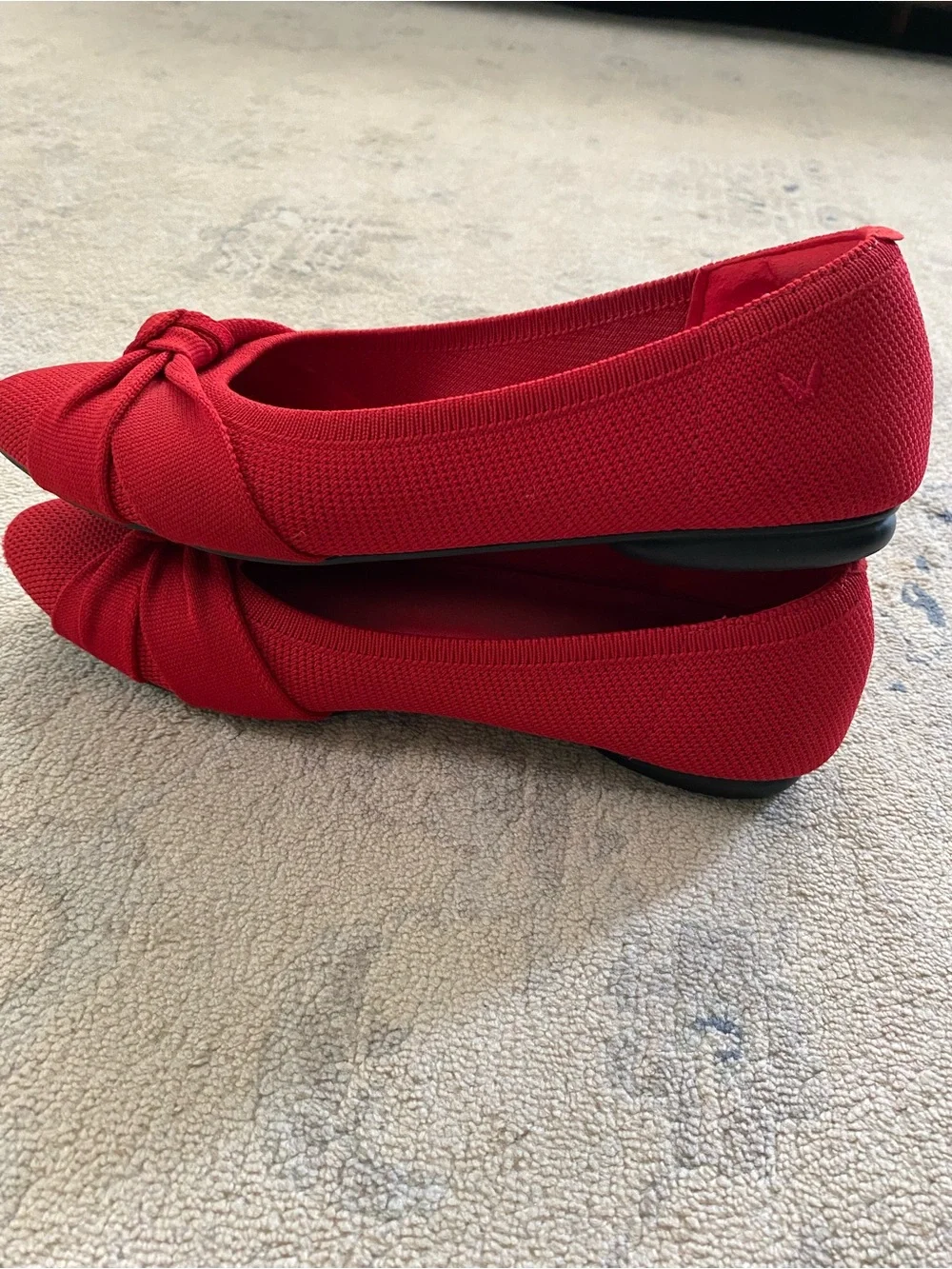 Vivaia Bibi Knotted Flats 38 Red Almond Toe Washable